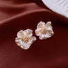 Sweet Fresh Floral Alloy Stud Earrings With Dripping Oil Processing For Women