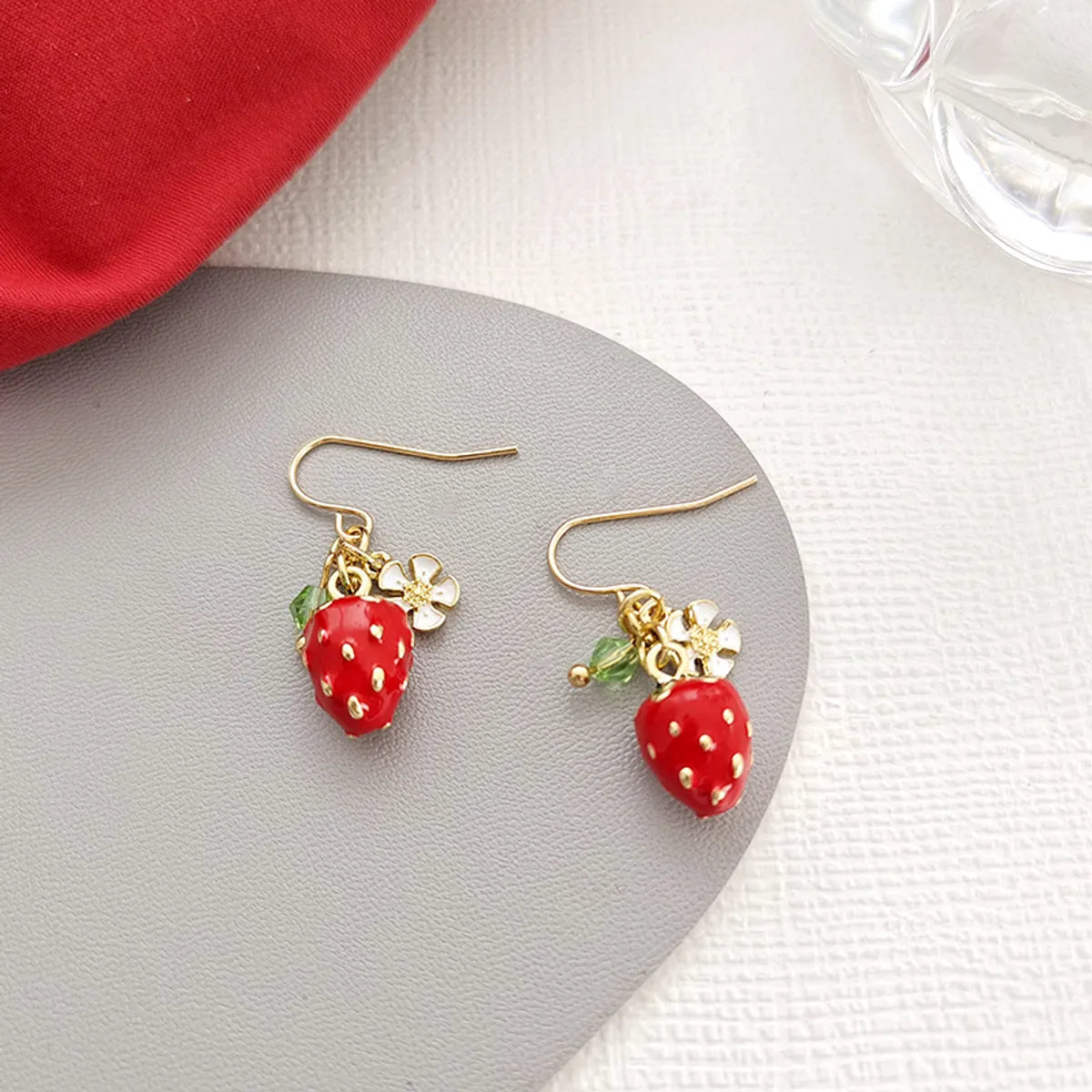 Sweet Fruit Alloy Stoving Varnish Glass Earrings