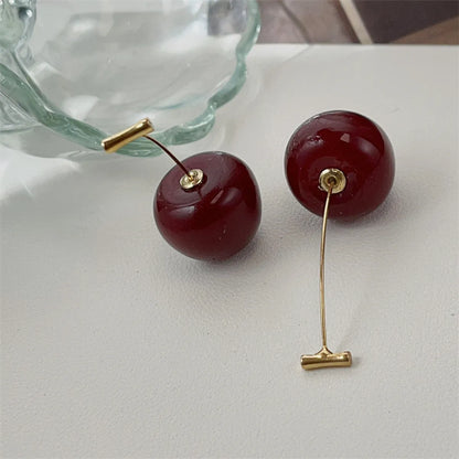 Sweet Fruit Arylic Copper Plating Drop Earrings 1 Pair