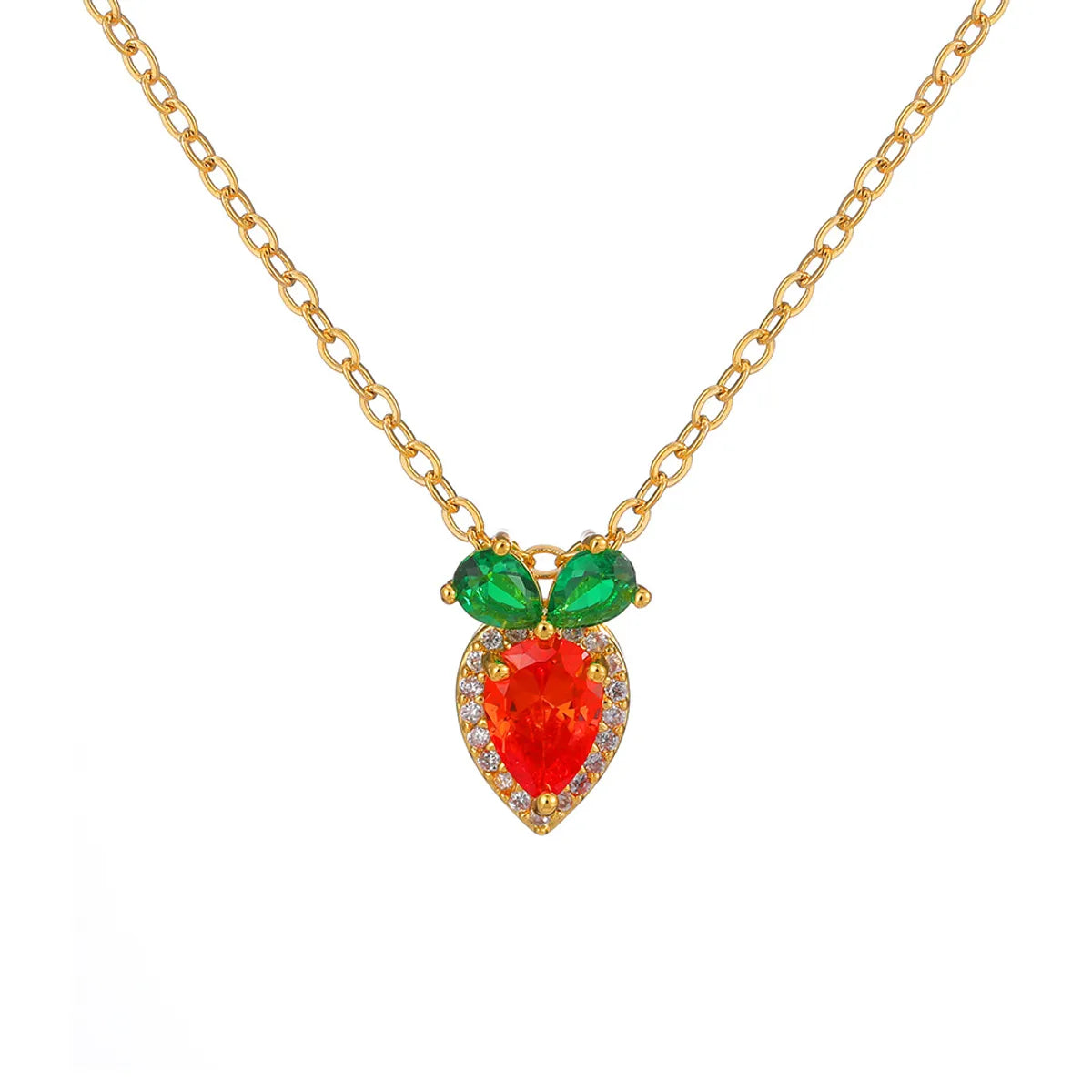 Sweet Fruit Copper Inlay Zircon Pendant Necklace