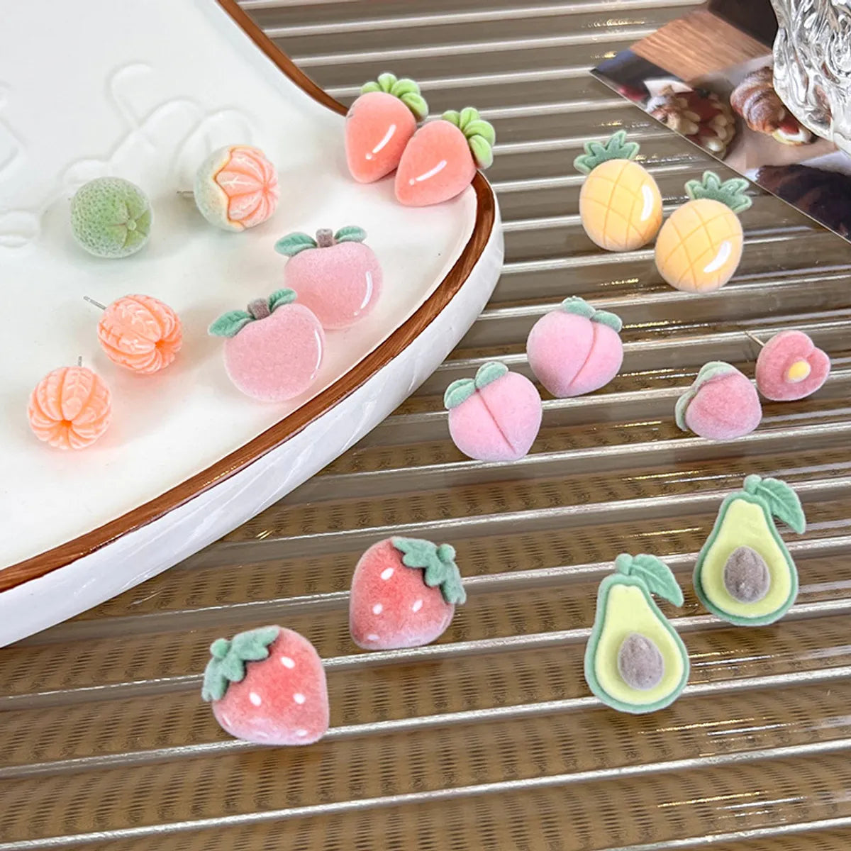 Sweet Fruit Flocking Women's Ear Studs 1 Pair