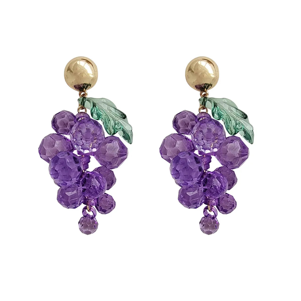 Sweet Fruit Grape Alloy Beaded Women's Drop Earrings 1 Pair