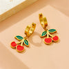 Sweet Fruit Shaped Stainless Steel Women's Earrings With Electroplating