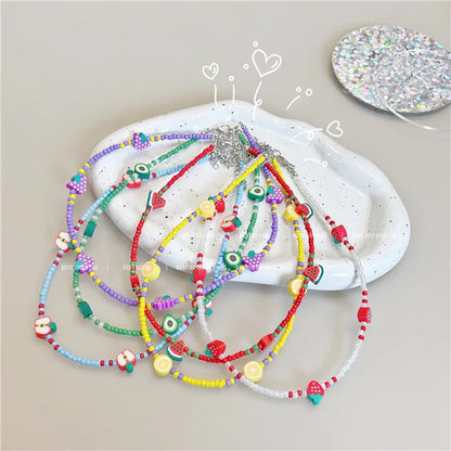 Sweet Fruit Soft Clay Beaded Women'S Necklace