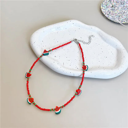 Sweet Fruit Soft Clay Beaded Women'S Necklace