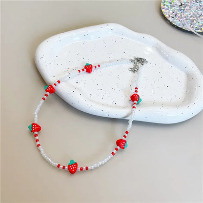 Sweet Fruit Soft Clay Beaded Women'S Necklace