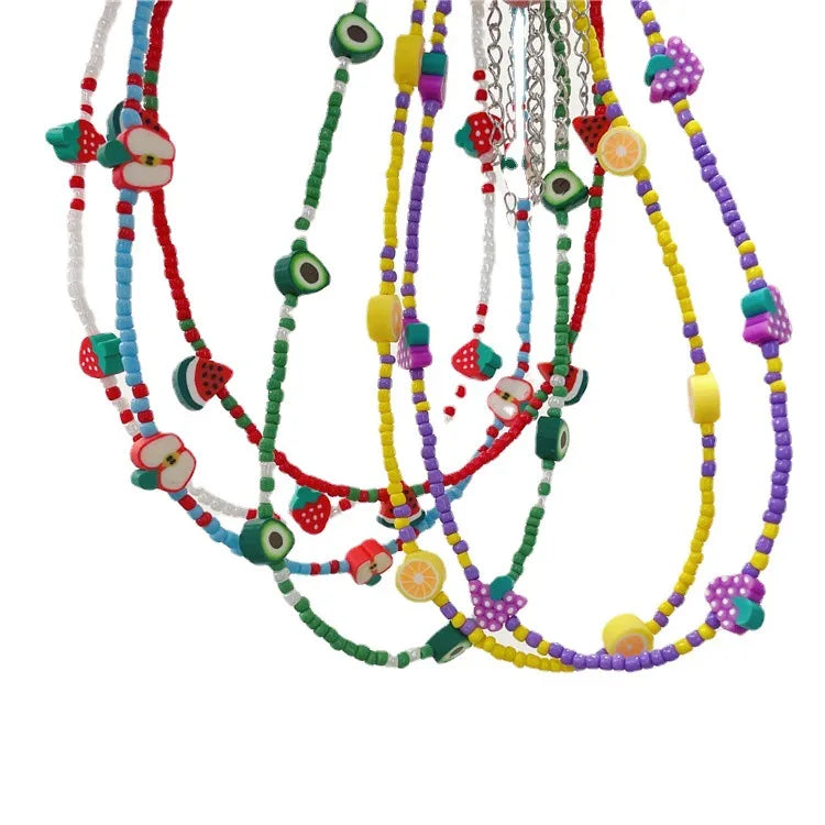 Sweet Fruit Soft Clay Beaded Women'S Necklace