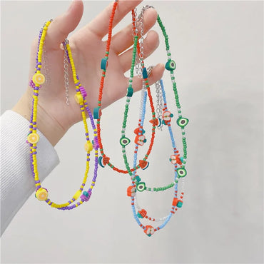 Sweet Fruit Soft Clay Beaded Women'S Necklace