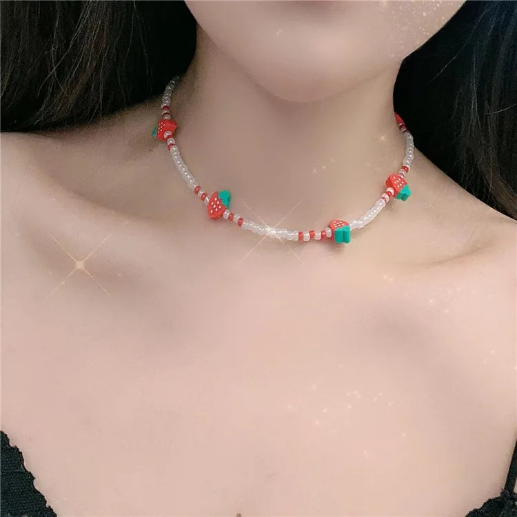 Sweet Fruit Soft Clay Beaded Women'S Necklace