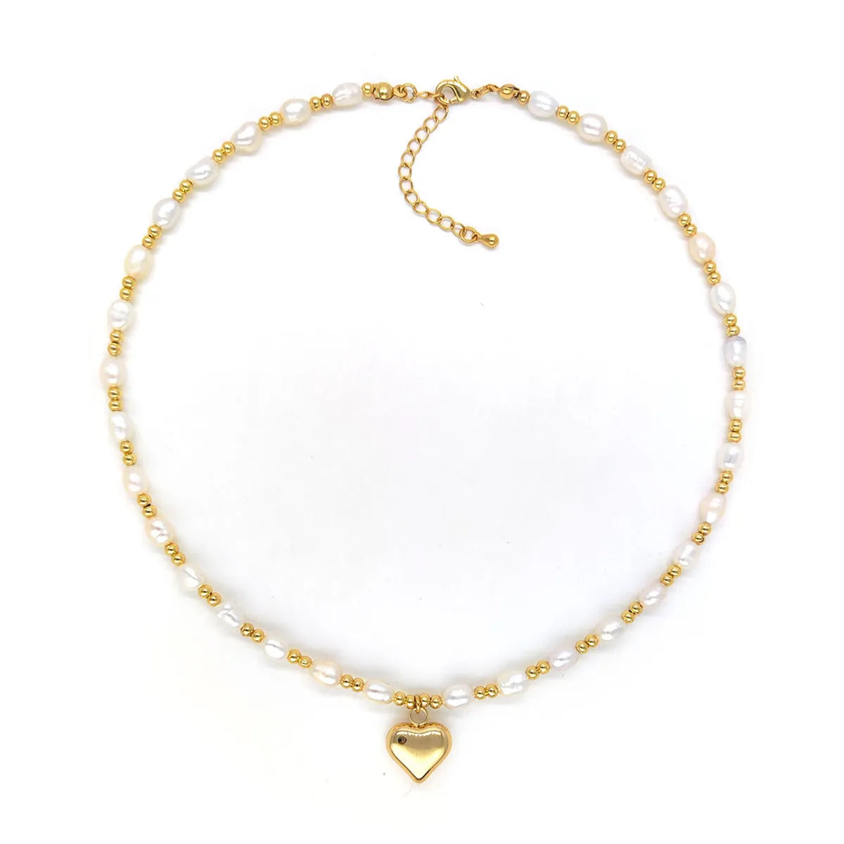 Sweet Geometric Freshwater Pearl Copper Plating 18k Gold Plated Necklace