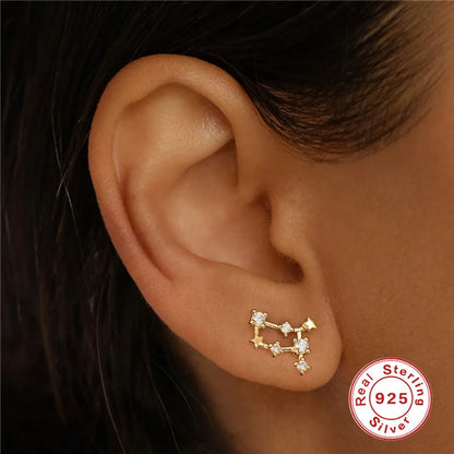 Sweet Geometric Sterling Silver Plating Artificial Rhinestones Ear Studs 1 Piece