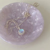 Sweet Geometric Sterling Silver Polishing Inlay Moonstone Pendant Necklace
