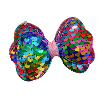 Sweet Gradient Color Bow Knot Sequin Hair Clip 1 Piece