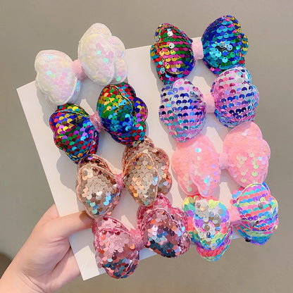 Sweet Gradient Color Bow Knot Sequin Hair Clip 1 Piece