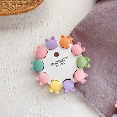 Sweet Handmade Bow Grip Hair Clip For Children Solid Color Mini Princess Hair Accessory In Plastic And Resin