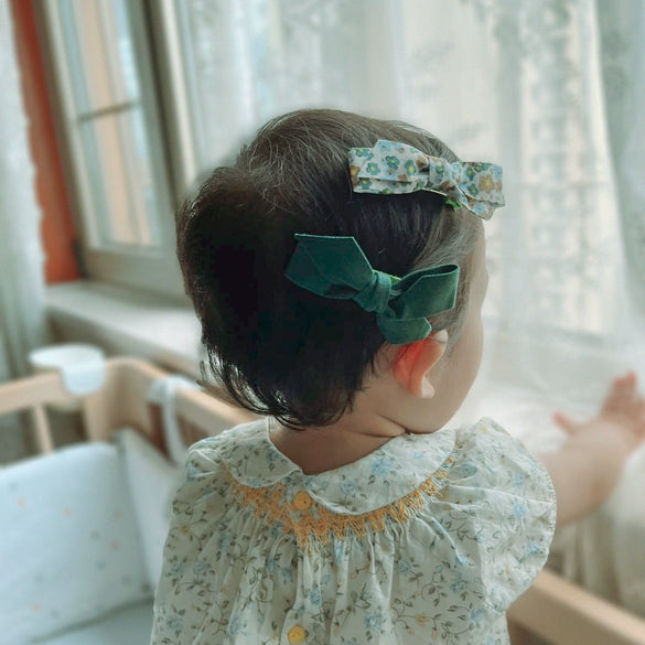 Sweet Handmade Fabric Bow Hair Clip For Children Cute Floral Side Bangs Hairpin Hair Accessory For Little Girls
