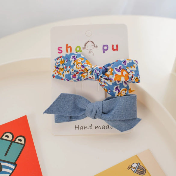 Sweet Handmade Fabric Bow Hair Clip For Children Cute Floral Side Bangs Hairpin Hair Accessory For Little Girls