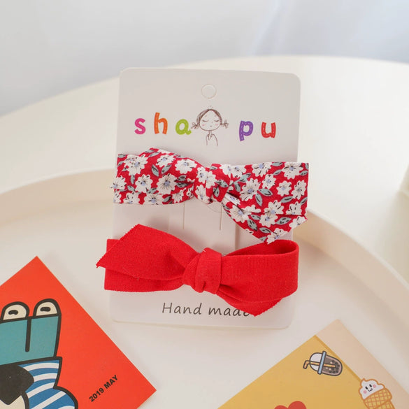 Sweet Handmade Fabric Bow Hair Clip For Children Cute Floral Side Bangs Hairpin Hair Accessory For Little Girls