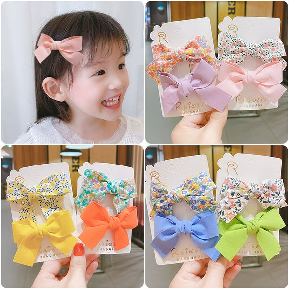 Sweet Handmade Fabric Bow Side Hair Clip Cute No Damage Hair Accessory For Girls And Children