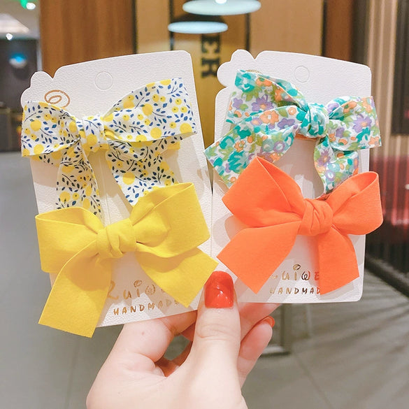 Sweet Handmade Fabric Bow Side Hair Clip Cute No Damage Hair Accessory For Girls And Children