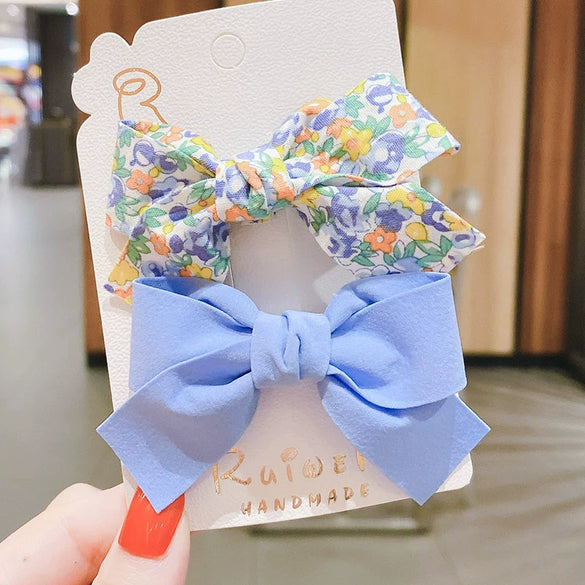 Sweet Handmade Fabric Bow Side Hair Clip Cute No Damage Hair Accessory For Girls And Children