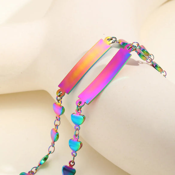 Sweet Heart Shape 201 Stainless Steel Plated Magic Color Bracelets In Bulk
