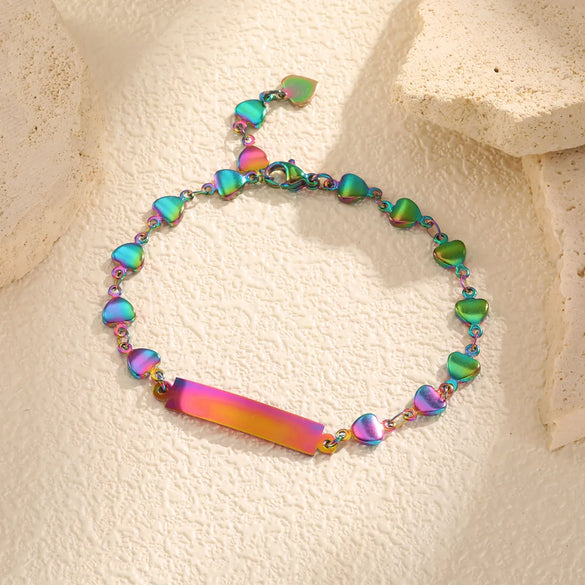 Sweet Heart Shape 201 Stainless Steel Plated Magic Color Bracelets In Bulk