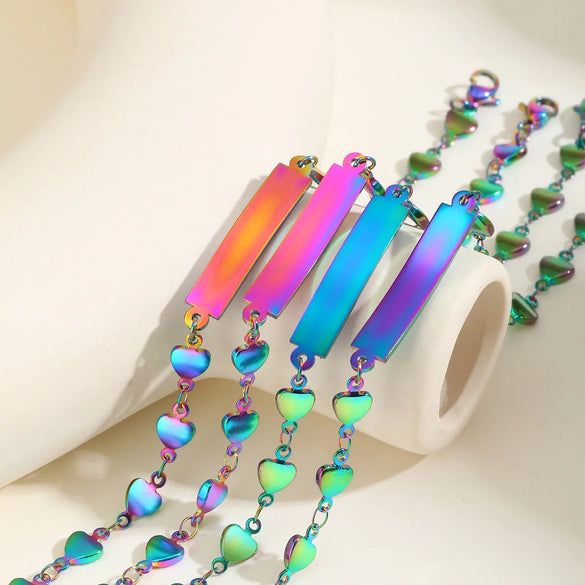 Sweet Heart Shape 201 Stainless Steel Plated Magic Color Bracelets In Bulk