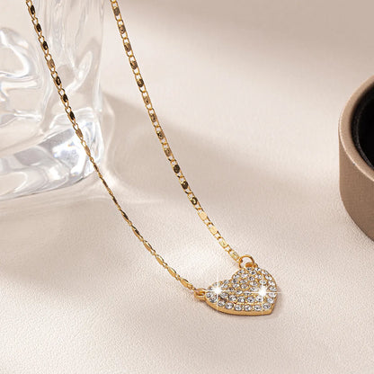 Sweet Heart Shape Alloy Inlay Artificial Diamond Women's Pendant Necklace