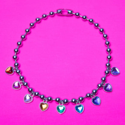 Sweet Heart Shape Alloy Inlay Rhinestones Women's Necklace