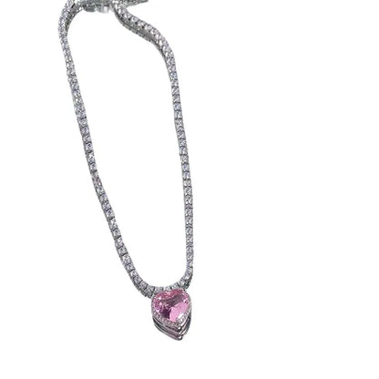 Sweet Heart Shape Alloy Inlay Zircon Women'S Pendant Necklace