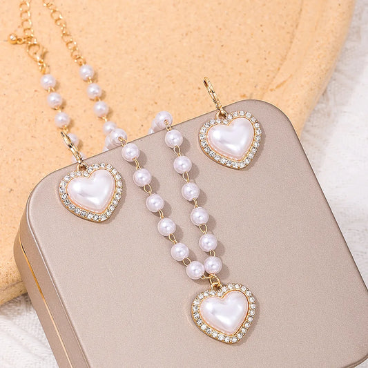 Sweet Heart Shape Alloy Plastic Women'S Jewelry Set