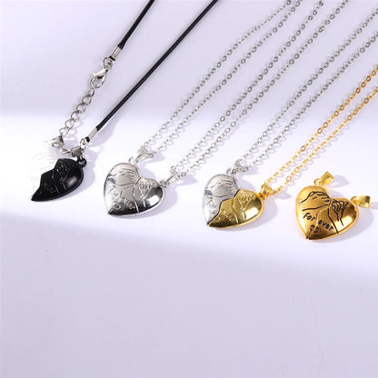 Sweet Heart Shape Alloy Plating Couple Pendant Necklace