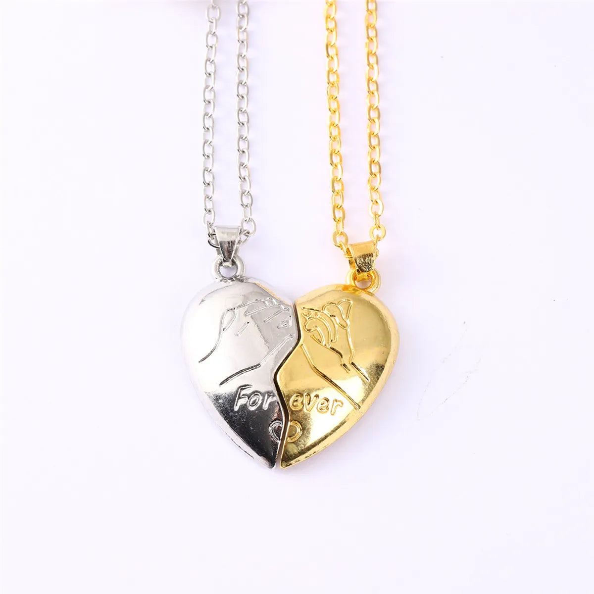 Sweet Heart Shape Alloy Plating Couple Pendant Necklace