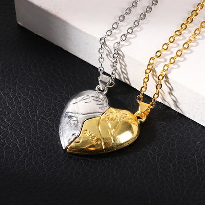 Sweet Heart Shape Alloy Plating Couple Pendant Necklace