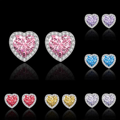 Sweet Heart Shape Alloy Rhinestone Women's Ear Studs 1 Pair