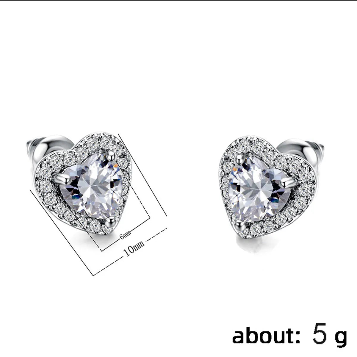 Sweet Heart Shape Alloy Rhinestone Women's Ear Studs 1 Pair