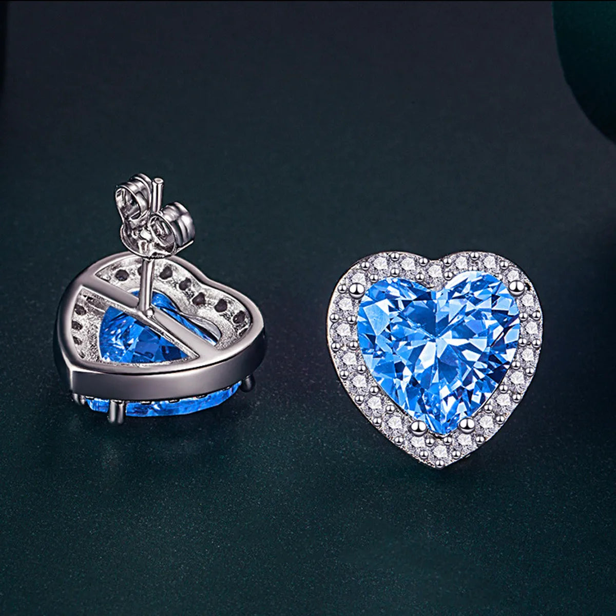 Sweet Heart Shape Alloy Rhinestone Women's Ear Studs 1 Pair