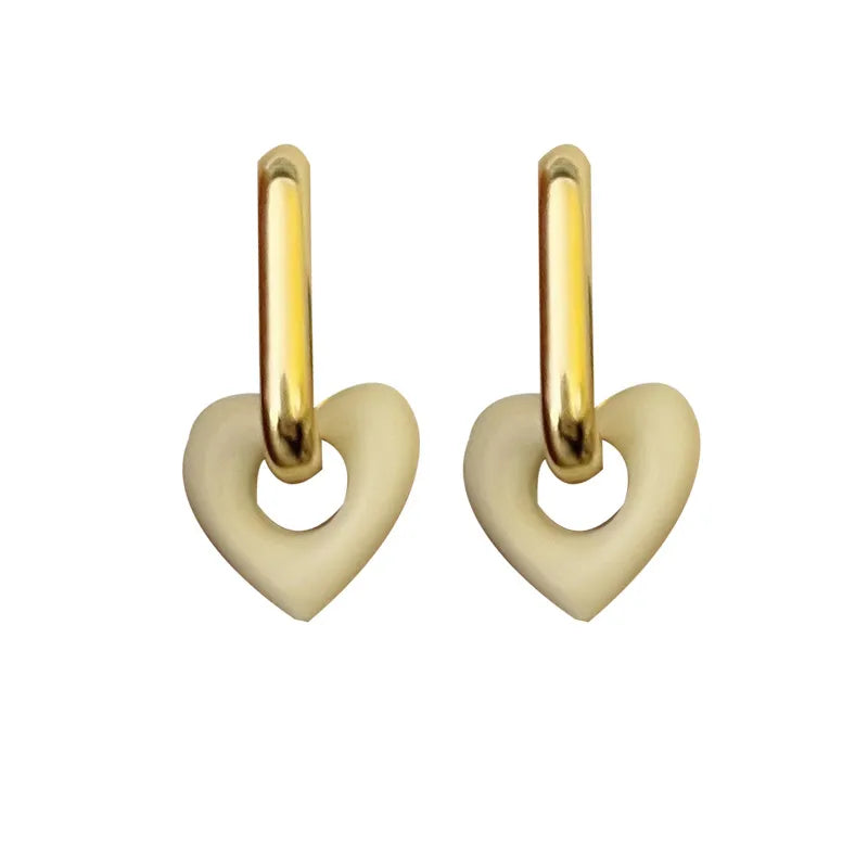 Sweet Heart Shape Alloy Stoving Varnish Women'S Drop Earrings