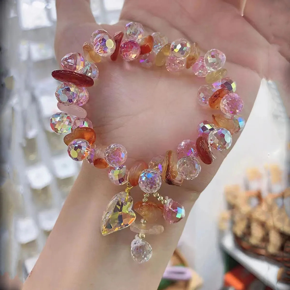 Sweet Heart Shape Artificial Crystal Alloy Wholesale Bracelets