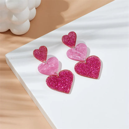 Sweet Heart Shape Arylic Sequins Women's Drop Earrings