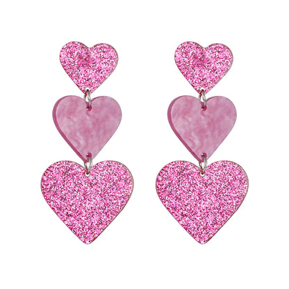 Sweet Heart Shape Arylic Sequins Women's Drop Earrings