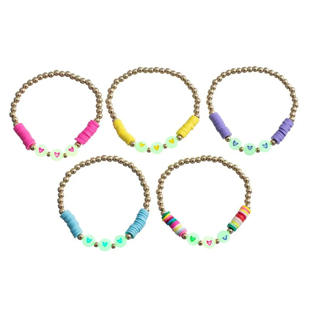 Sweet Heart Shape Arylic Soft Clay Beaded Enamel Kid'S Bracelets 1 Set