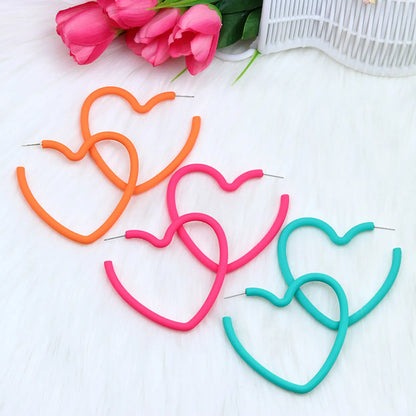 Sweet Heart Shape Arylic Spray Paint Women's Ear Studs