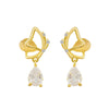 Sweet Heart Shape Butterfly Copper Ear Studs Tassel Inlay Pearl Zircon Copper Earrings 1 Pair