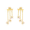 Sweet Heart Shape Butterfly Copper Ear Studs Tassel Inlay Pearl Zircon Copper Earrings 1 Pair