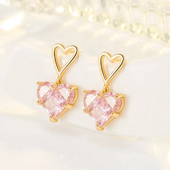 1 Pair Simple Style Heart Shape Copper Drop Earrings