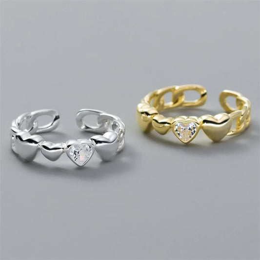 Sweet Heart Shape Copper Plating Silver Plated Rings