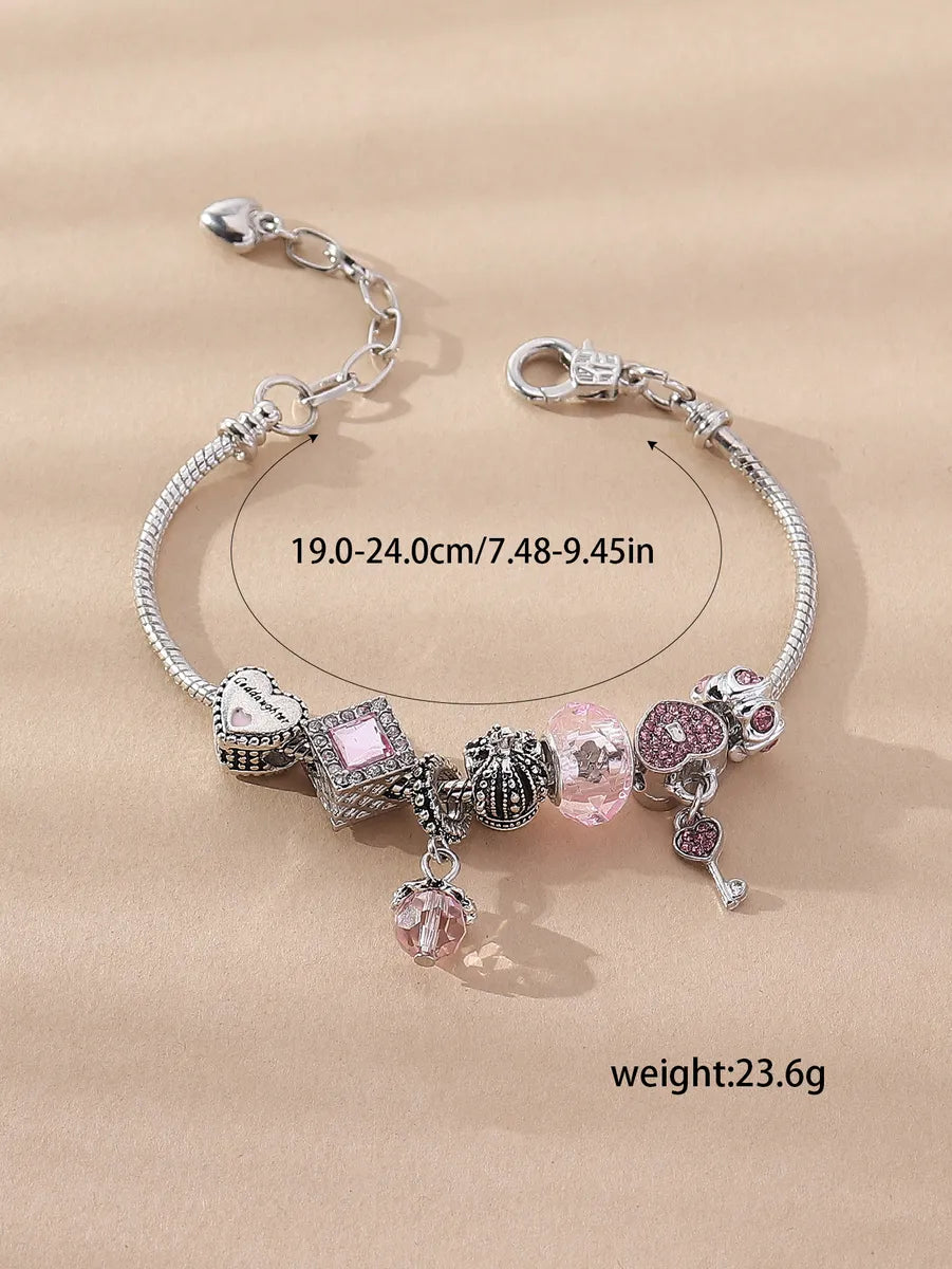 Sweet Heart Shape Crown Key Rhinestones Alloy Wholesale Bracelets