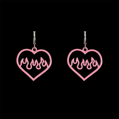 Sweet Heart Shape Dragonfly Butterfly Metal Stoving Varnish Hollow Out Women'S Drop Earrings 1 Pair